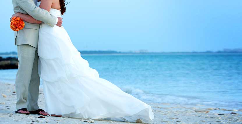Honeymoon Island Bride and Groom Close-up on Beach