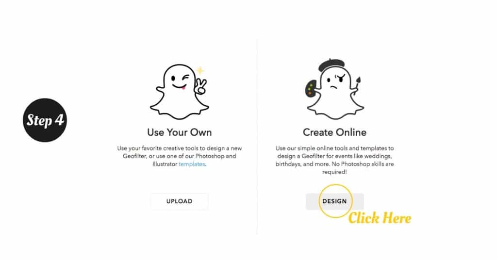 design your own image or create one with snapchat's templates