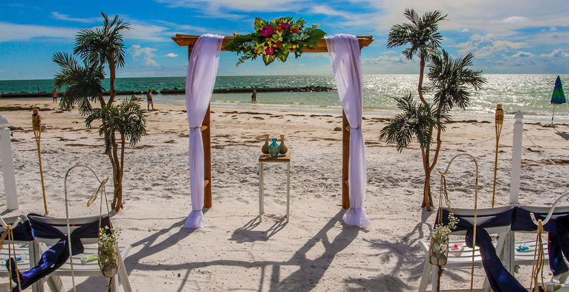 Blue Wedding Ceremony Setup on Honeymoon Island