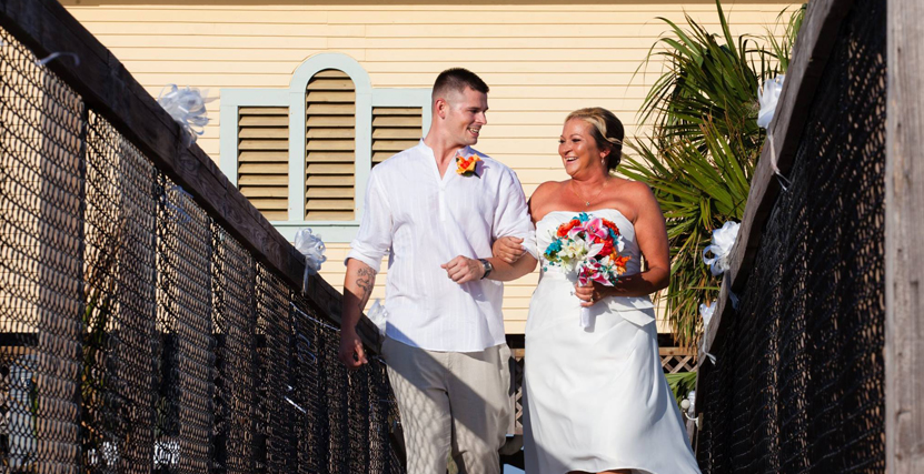 Walking down the aisle to wedding Ceremony on Honeymoon Island